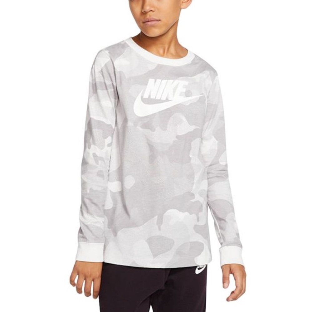 Nike Big Boys Cotton Camo-Print Long Platinum Tint
